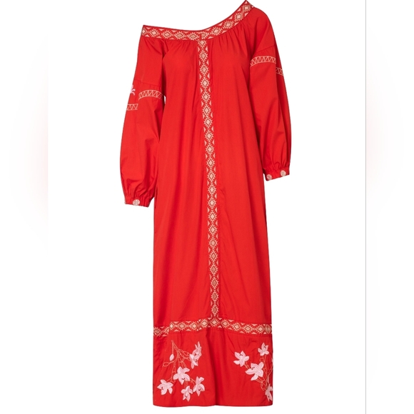 Juan D Dios Embroidered Cotton Buganvilias Maxi Dress Size XL - Picture 2 of 8